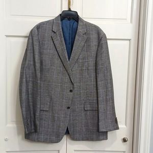 Joseph Abboud 44R light blue and gray plaid sports coat.
